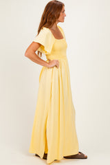 Yellow Chambray Smocked Maxi Dress