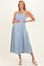Blue Striped Smocked Halter Maternity Midi Dress