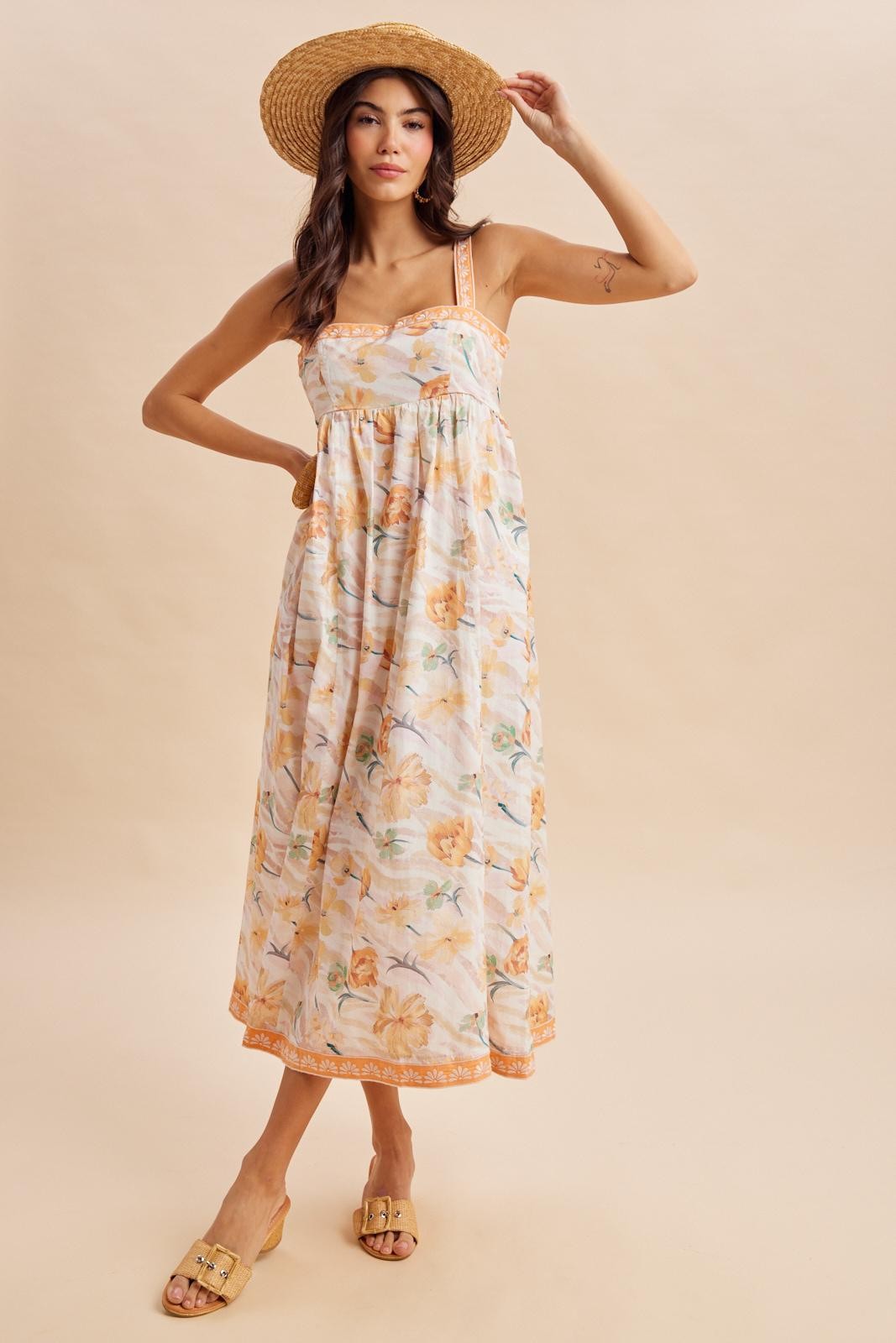 Daffodil Floral Embroidered Maternity Maxi Dress