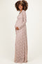 Mocha Floral Lace Long Sleeve Off Shoulder Maternity Maxi Dress