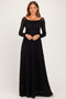Black Floral Lace Long Sleeve Off Shoulder Maxi Dress