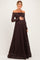 Brown Floral Lace Long Sleeve Off Shoulder Maternity Maxi Dress