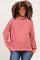 woman wearing a dusty rose oversized turtleneck maternity sweater with long sleeves and a relaxed fit, baby bump visible