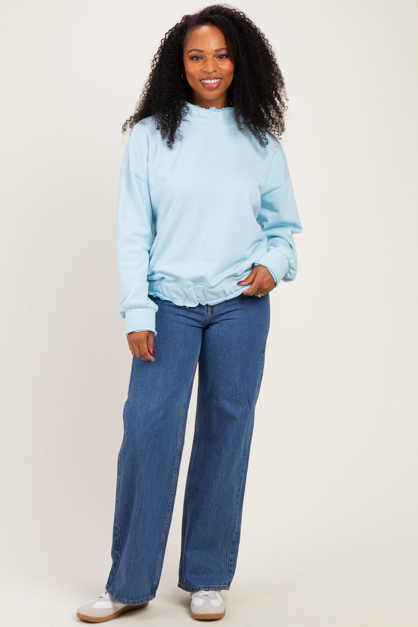 Blue Sky Oversized Fleece Terry Hoodie