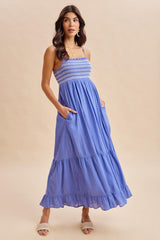 Capri Embroidered Smocked Maxi Dress