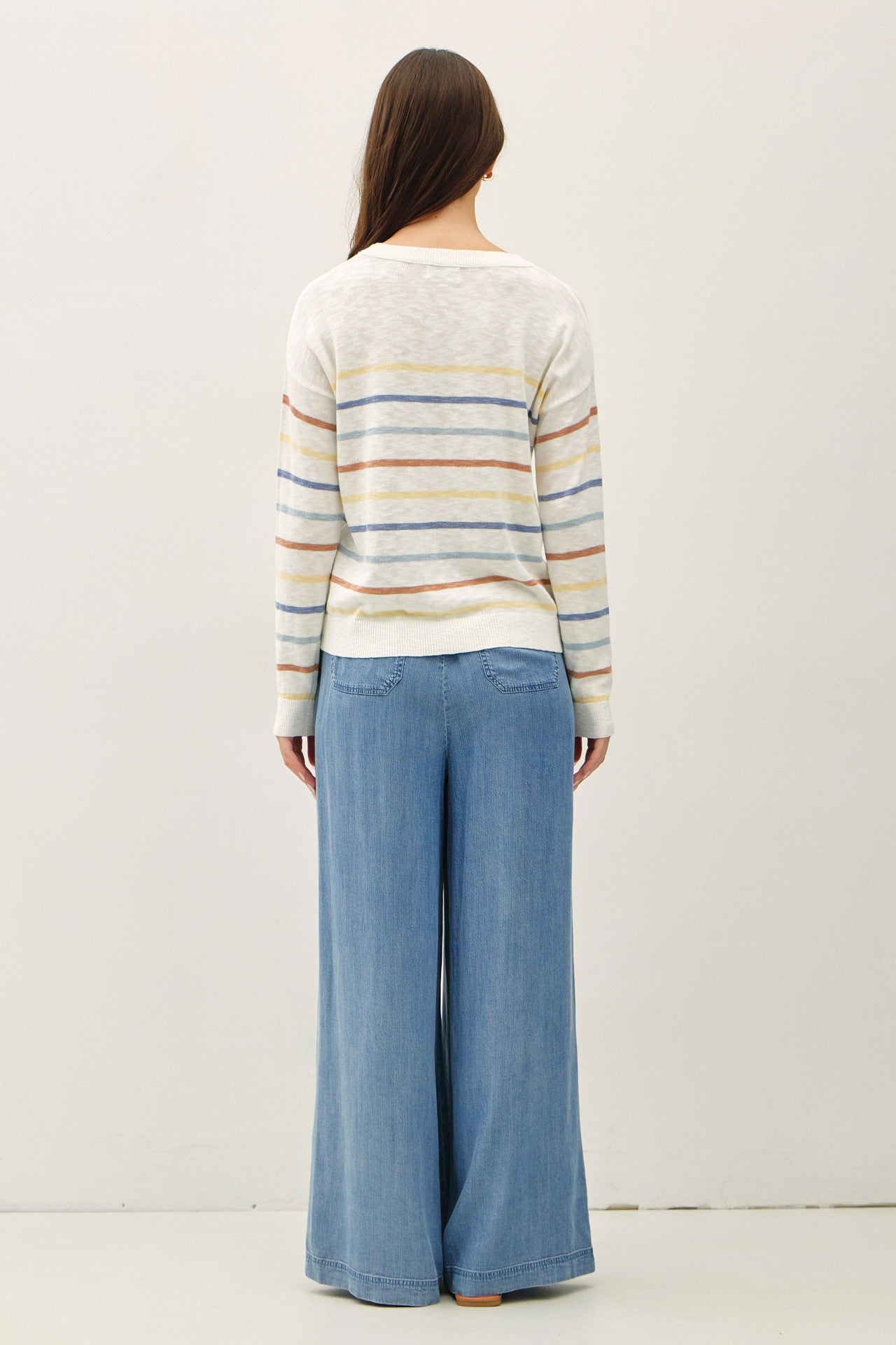 Medium Wash Chambray Wide Leg Pants