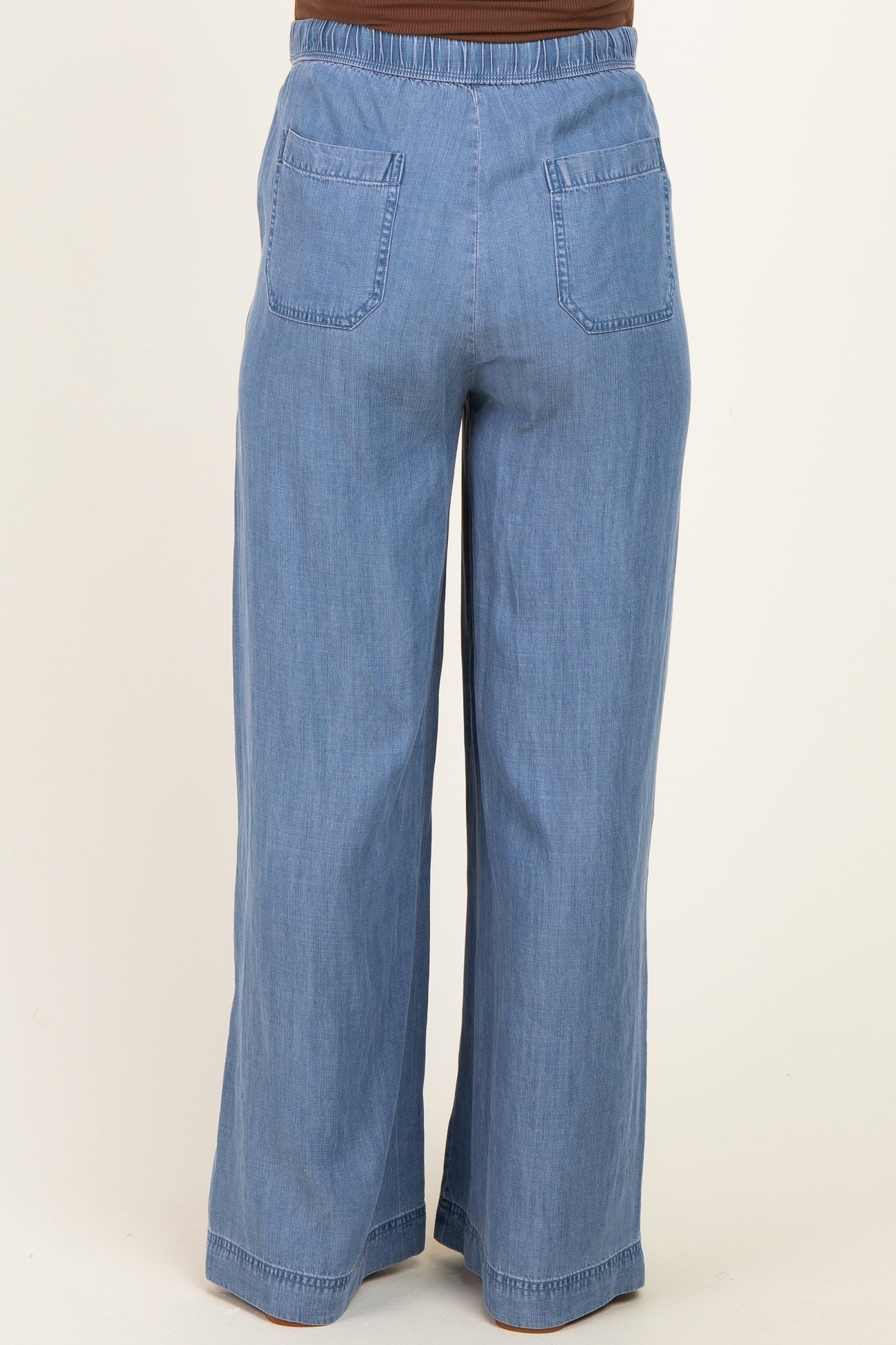 Medium Wash Chambray Wide Leg Maternity Pants