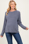 Navy Striped Oversized French Terry Maternity Top