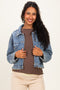 Medium Wash Distressed Maternity Denim Jacket