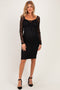 Black Lace Long Sleeve Maternity Midi Dress