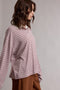 Light Pink Striped Oversized Long Sleeve Polo