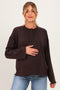 Brown Polka Dot Henley Long Sleeve Maternity Top