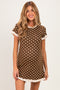 Brown Ivory Polka Dot Ruffled Sweater Knit Maternity Dress
