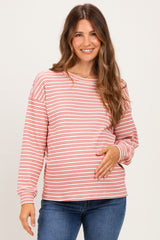 Red Striped Maternity Long Sleeve Top