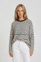 White Striped Knit Long Sleeve Top