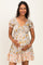 Lemon Mixed Floral V-Neck Smocked Maternity Mini Dress
