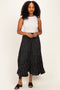 Black Polka Dot Ruffle Hem Maxi Skirt