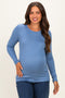 Blue Long Sleeve Maternity Top
