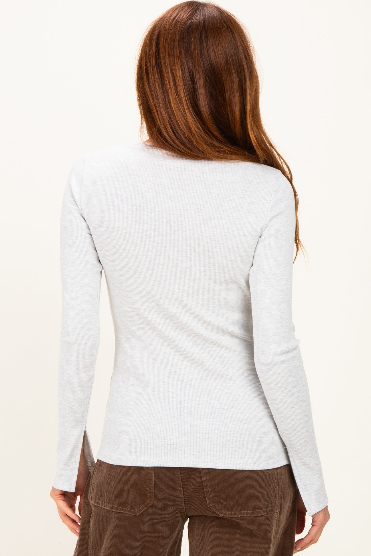 Heather Grey Fitted Long Sleeve Wrap/ Nursing Top
