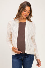Ivory Chunky Waffle Knit Maternity Open Cardigan