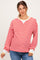Red Relaxed Fit Striped Maternity Pullover