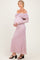 Light Pink Lace Off Shoulder Long Sleeve Maternity Maxi Dress