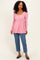 Mauve Scoop Neck Button Front Long Sleeve Babydoll Top