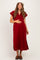 Burgundy Collared Oversized Maternity Midi Dress