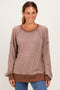 Chocolate Two Tone Oversized Thermal Knit Top