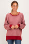 Burgundy Two Tone Oversized Thermal Knit Top
