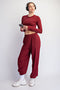 Winter Berry Cropped Long Sleeve Pant Set