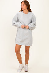 Grey Marl Oversized Bubble Sleeve Sweatshirt Dress