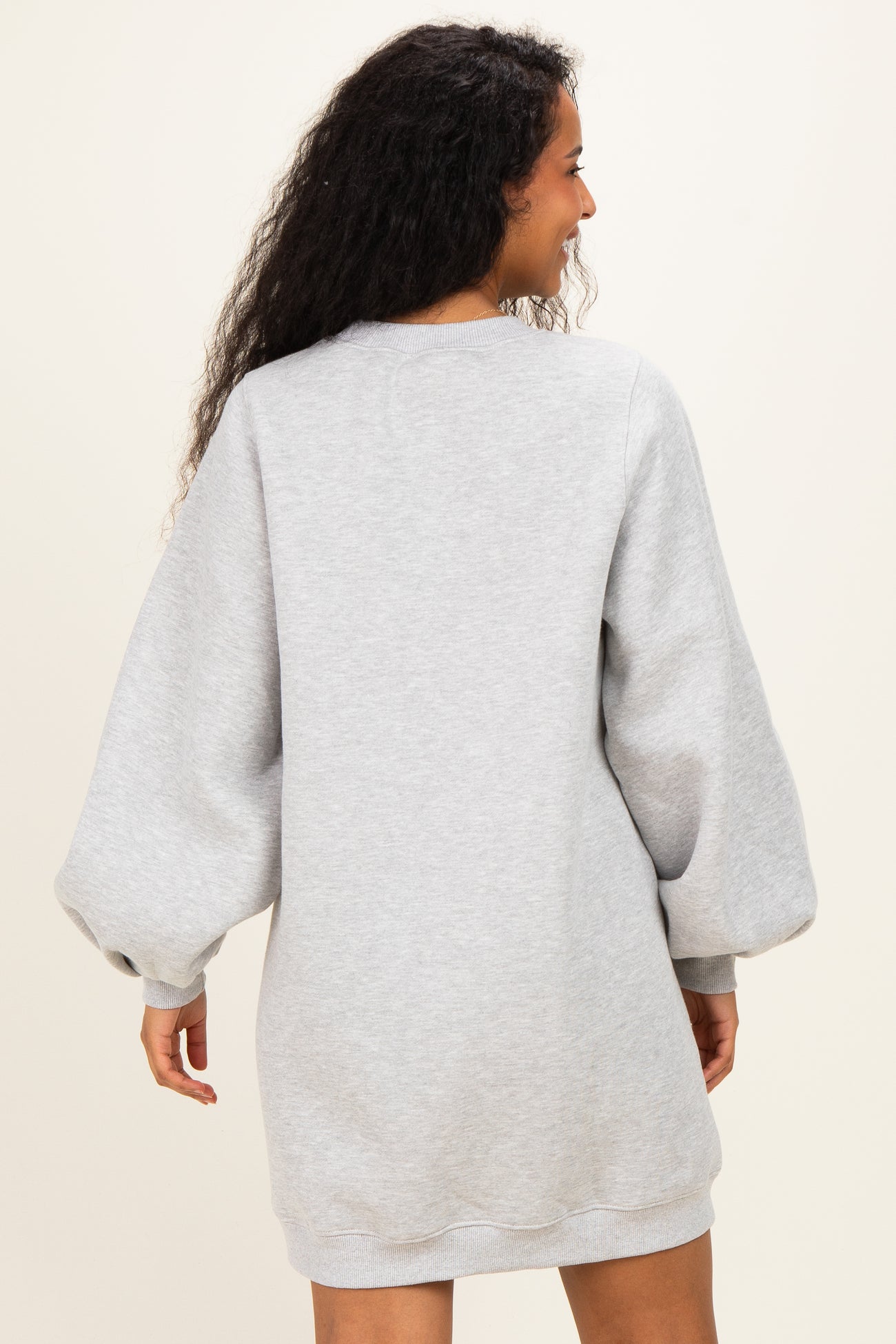 Grey Marl Oversized Bubble Sleeve Maternity Sweatshirt Dress