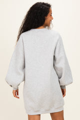 Grey Marl Oversized Bubble Sleeve Maternity Sweatshirt Dress