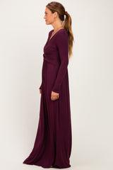 PinkBlush Burgundy Long Sleeve Draped Nursing Maxi Dress