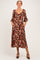 Black Floral 3/4 Sleeve Twist Front Maternity Midi Dress