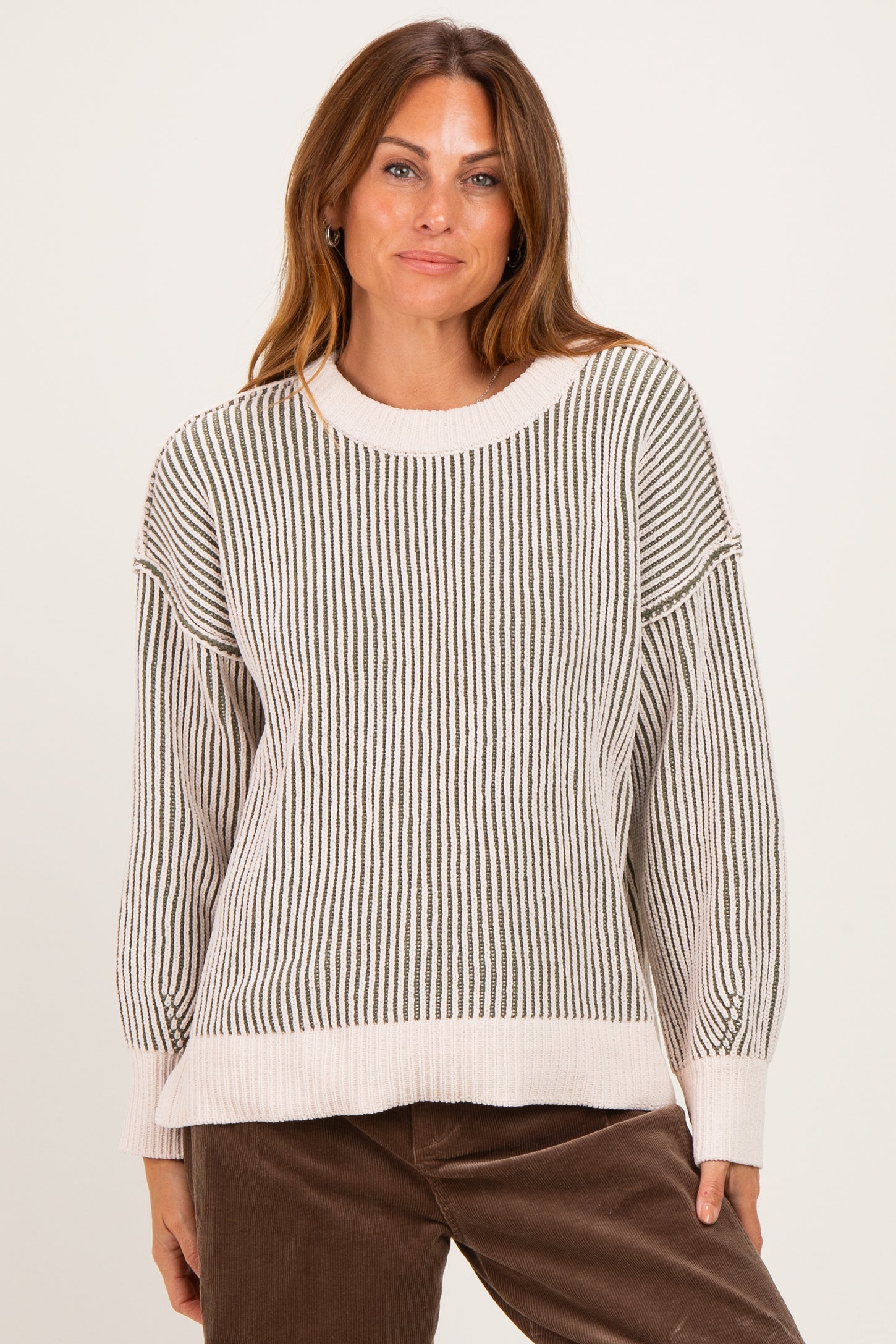 Light Olive Two Tone Oversized Sweater