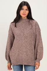 Soft Mocha Mock Neck Oversized Maternity Sweater