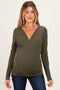 Olive Fitted Long Sleeve Wrap V-Neck Maternity Top