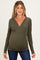 Olive Fitted Long Sleeve Wrap V-Neck Maternity Top