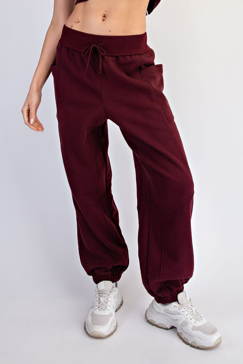 Dark Cherry Terry Drawstring Joggers