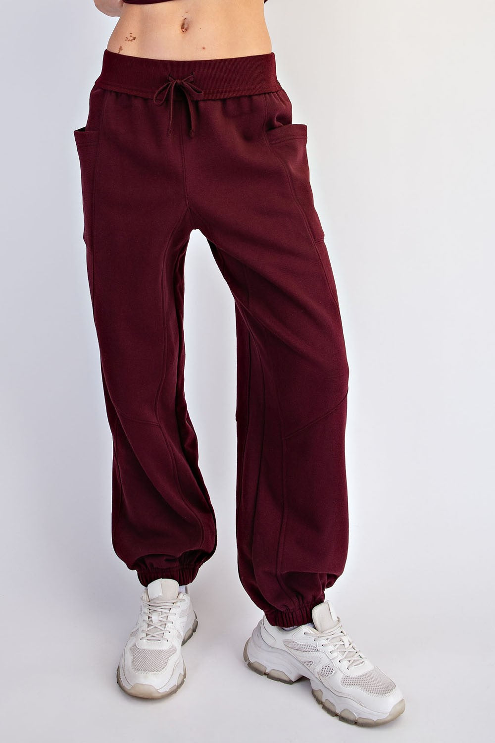 Dark Cherry Terry Drawstring Joggers