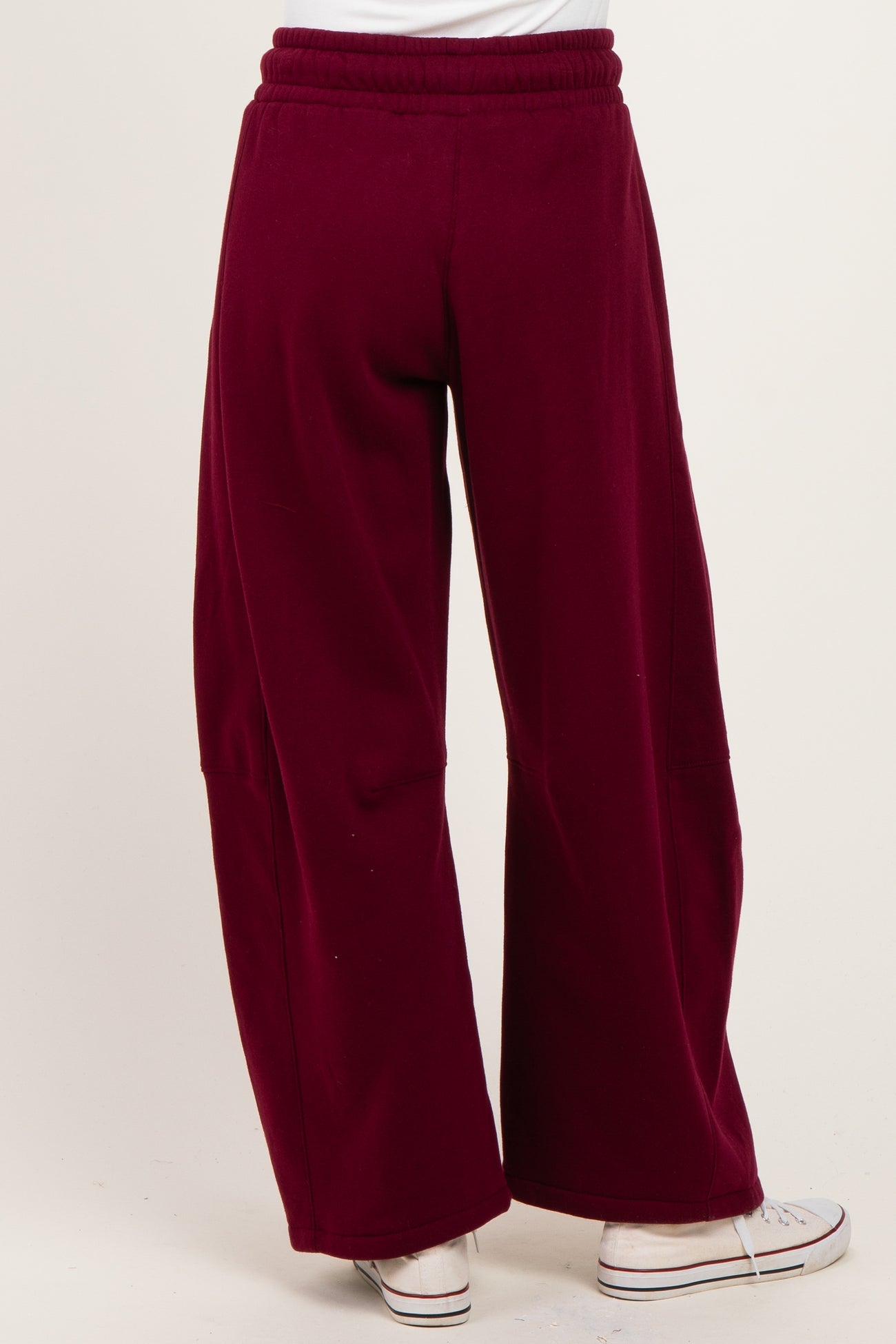 Dark Burgundy Fleece Barrel Leg Sweatpants