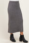 Charcoal Two Tone Ribbed Sweater Midi Skirt