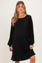 Black Long Puff Sleeve Knit Maternity Dress