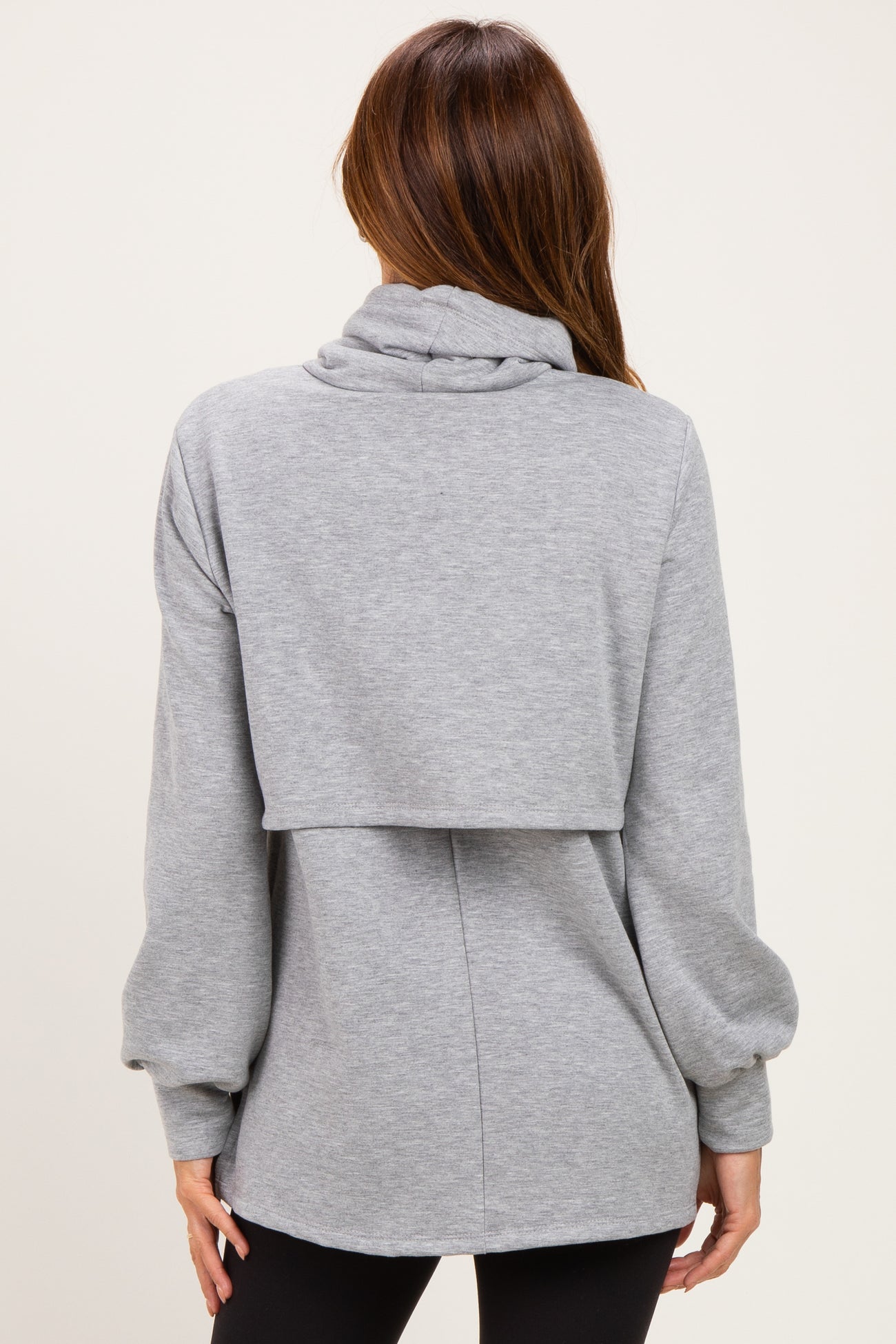 Gray Long Sleeve Drawstring Hooded Pullover