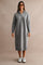 Grey Half-Zip Collar Side Slit Midi Sweater Dress