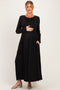 Black Empire Waist Long Sleeve Maxi Dress
