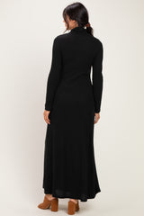 Black Turtleneck Long Sleeve Maxi Dress