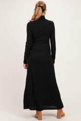 Black Turtleneck Long Sleeve Maternity Maxi Dress